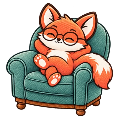 Milo lounging in an armchair, paws behind his head
